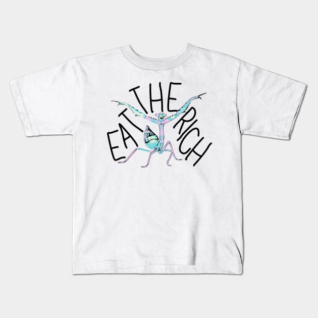 Eat The Rich - T-Posing Praying Mantis Kids T-Shirt by techno-mantis